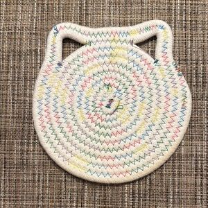 Pastel Cat-Shaped Kitchen Pot Coaster with Spiral Design